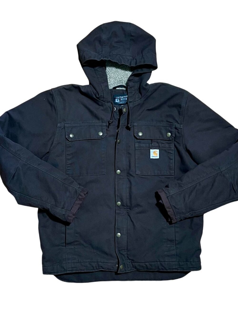 Carhartt Dark Brown Duck Bartlett Sherpa Lined Workwear Jacket, Men's Medium